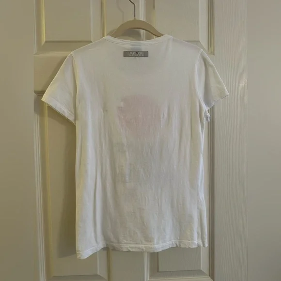 VINTAGE Jean Paul Gaultier White Tee with Red sequined Graphic - Picture 3 of 6